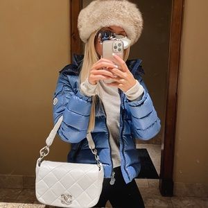 Moncler bady coat jacket blue small authentic